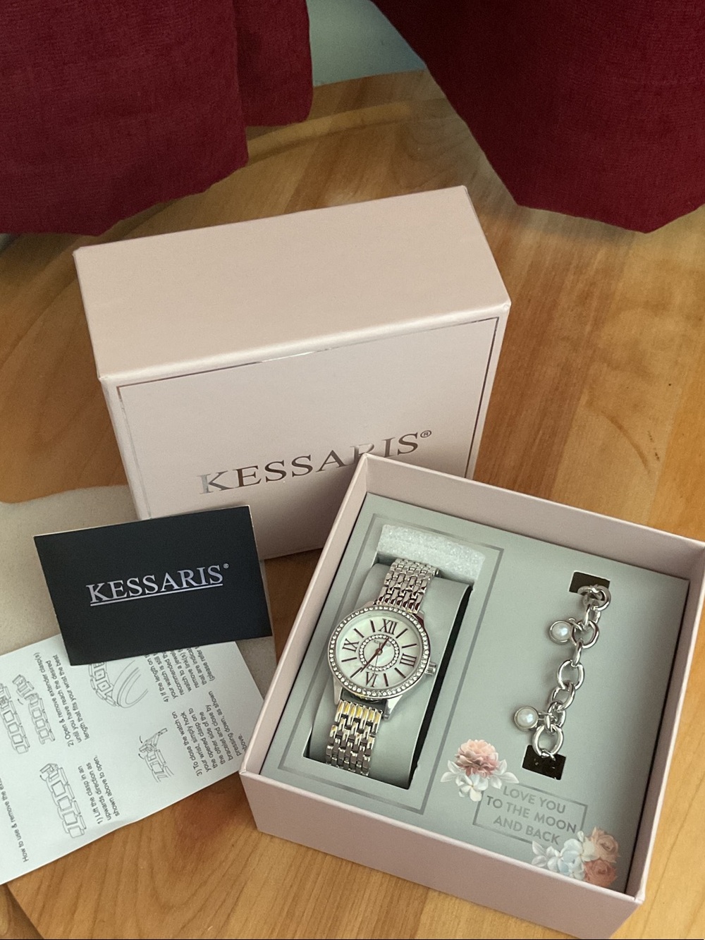 Women's Silver-Tone Watch and Charm Bracelet Set - Mother-of-Pearl Dial